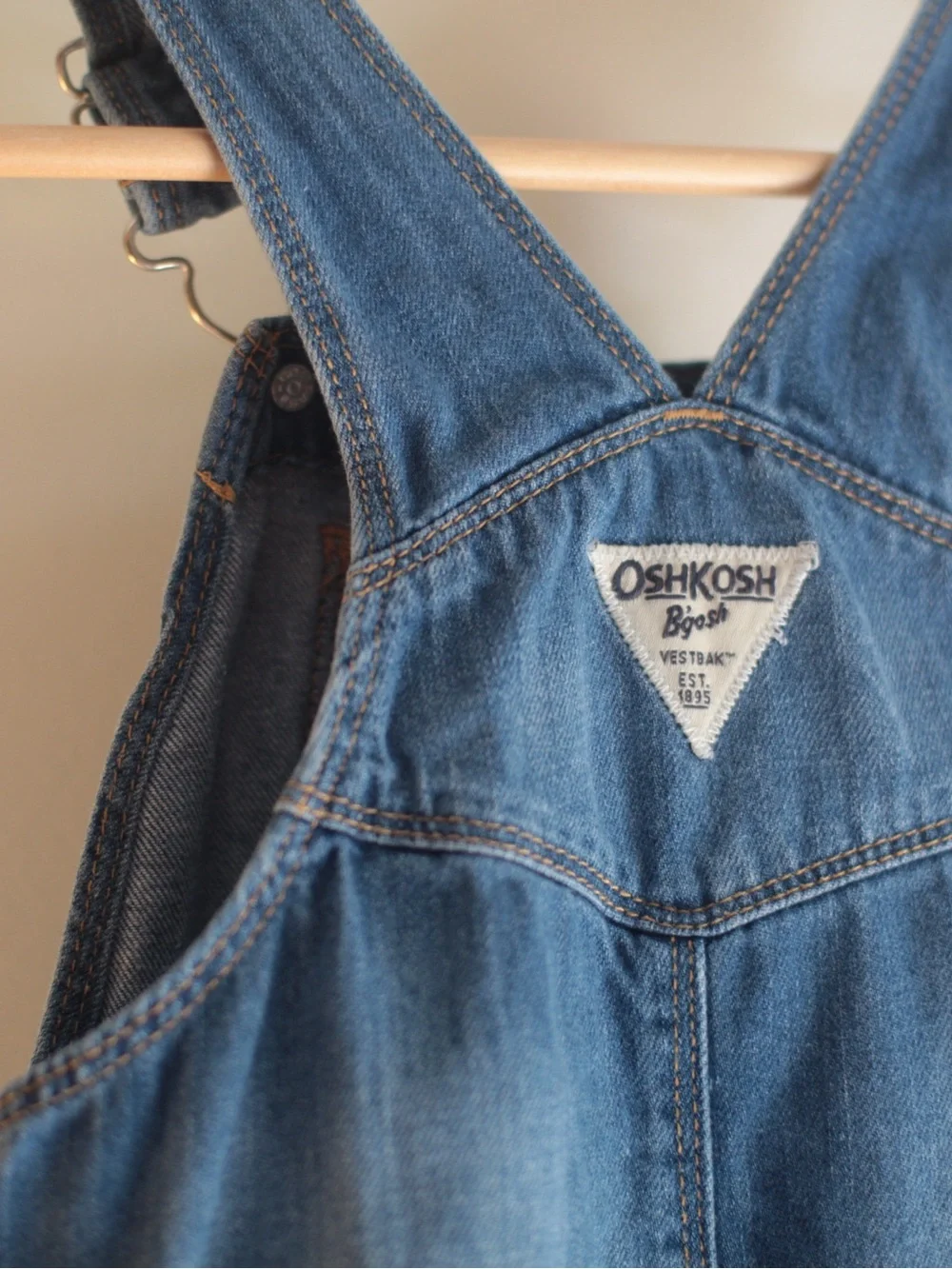 OshKosh B'gosh Medium Blue Denim Short Overalls with Lace Hem 2T